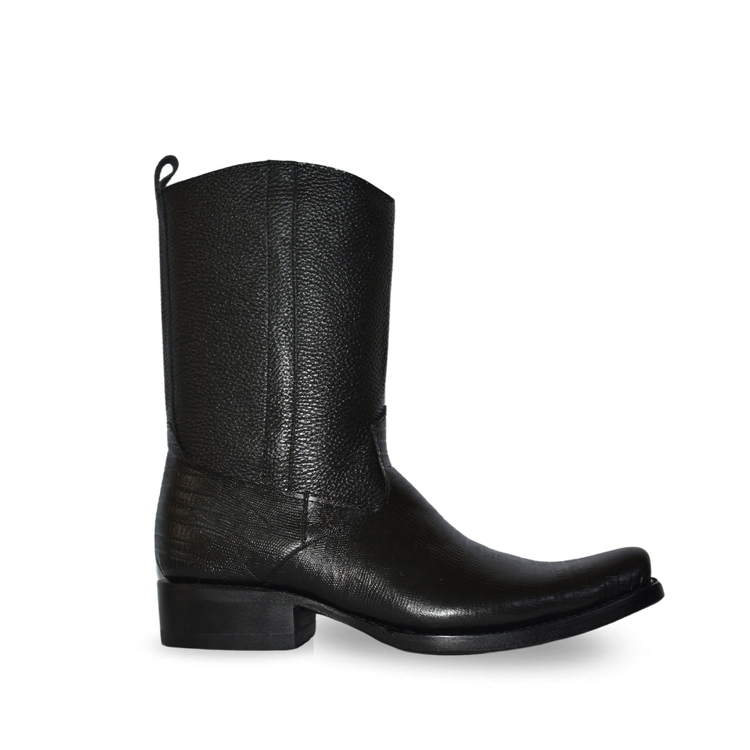 H3072 - Bota dubai casual clon lizard armadillo negro con cierre